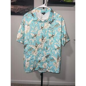 Men's Hawaiian Shirt Button Down Floral Beach Shirts sz L